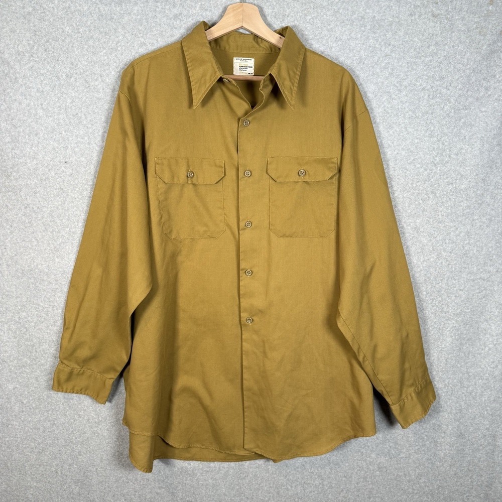 Vintage JC Penny But Mac Permanent Press Shirt Mens XL Mustard Yellow